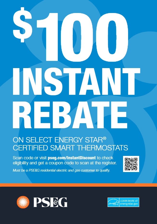 $100 Instant Rebate on select certified smart thermostats